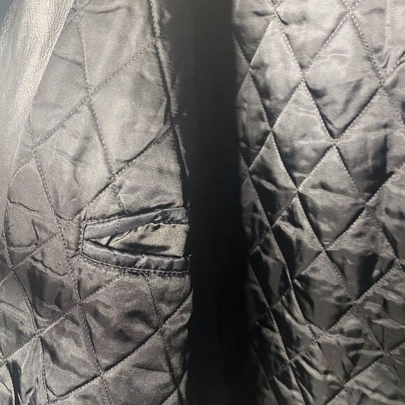 Roots “Richard” Leather Car Coat Vintage Black Treated size L Zip Front Y - Picture 15 of 16